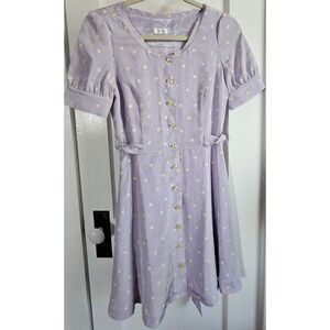 MILK Japan Harajuku fashion FLORAL Purple dress button down with TIE‎  XS/00-02